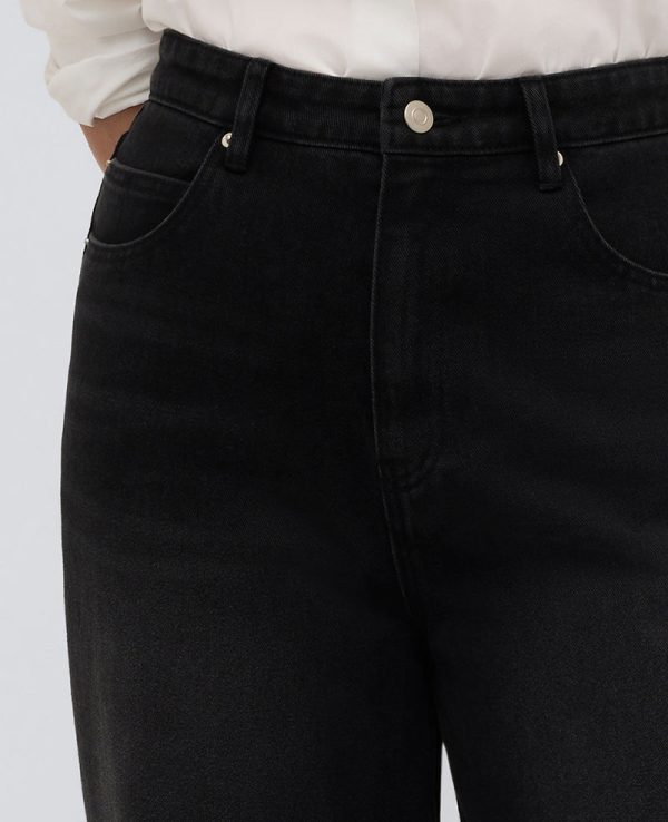 High Rise Barrel Leg Denim Jean Discount