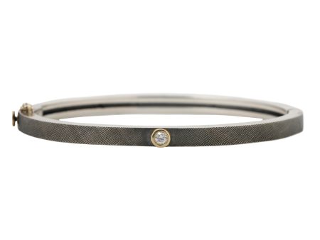 Junia Silver Single Diamond Bangle For Cheap