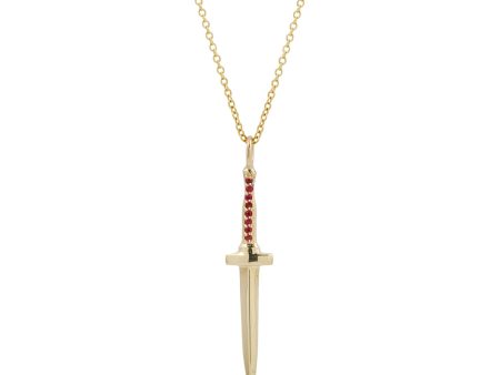 Ruby Dagger Small Pendant Necklace Online