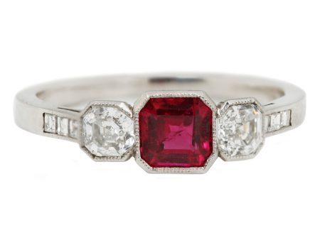 Art Deco Ruby & Diamond Ring on Sale