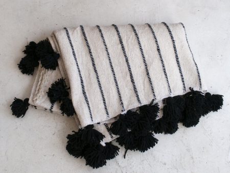 Pom Pom Stripe Blanket For Cheap