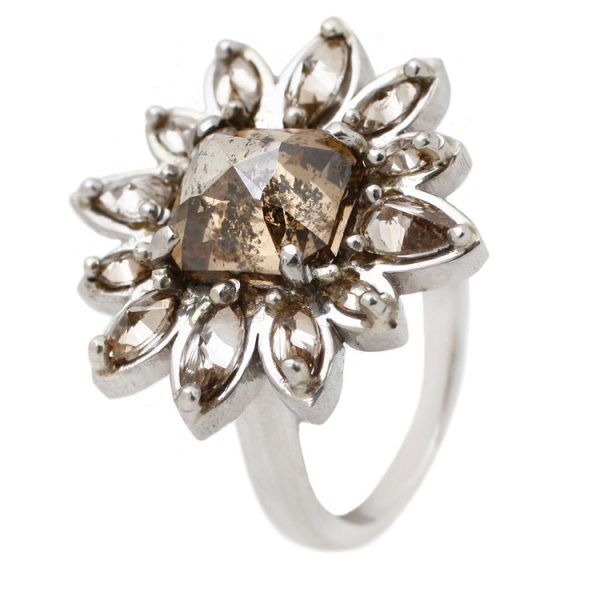 White Gold Flower Ring Online now