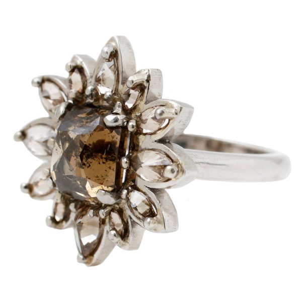 White Gold Flower Ring Online now